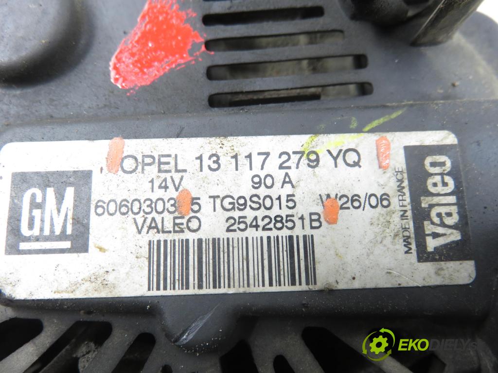 OPEL CORSA C (X01) HB 2004 51,00 1.3 CDTI - Z 13 DT 1248,00 Alternátor 13117279YQ ; TG9S015 (Alternátor)