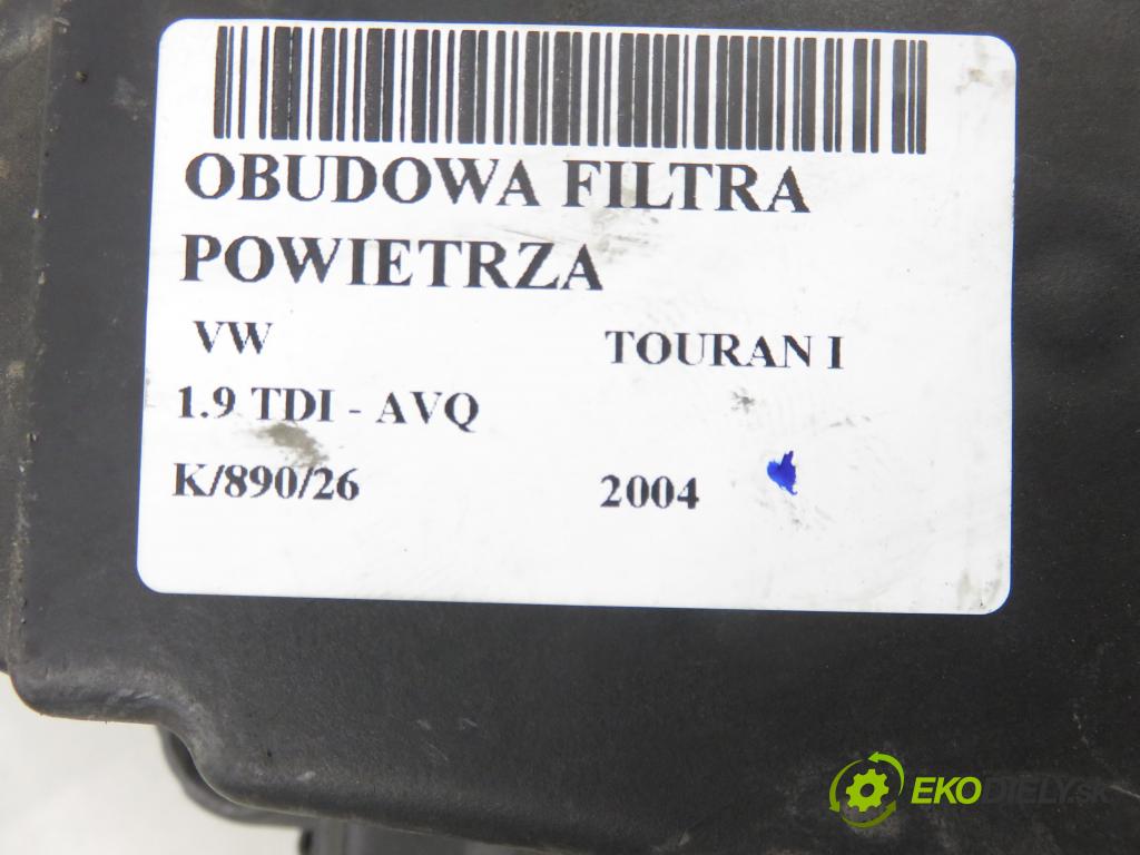 VW TOURAN (1T1, 1T2) MINIVAN 2004 74,00 1.9 TDI - AVQ 1896,00 Obal filtra vzduchu 1K0129607P ; 1K0129601AF (Obal vzduchového filtra)