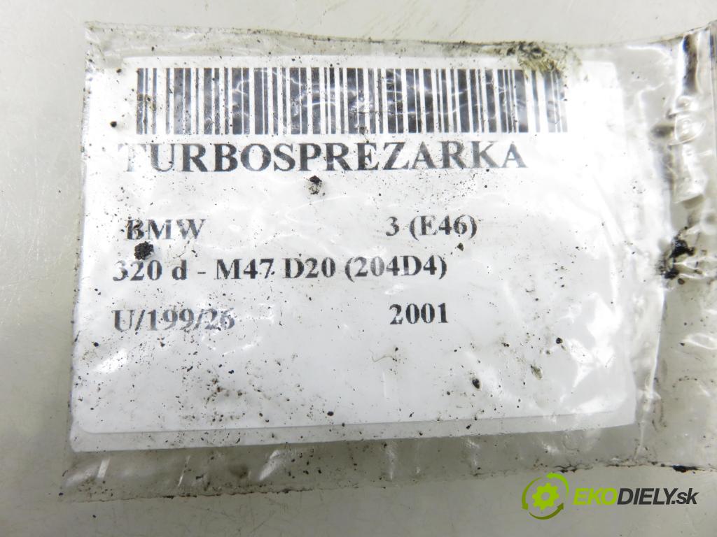 BMW 3 (E46) SEDAN 2001 110,00 320 d - M47 D20 (204D4) 1995,00 RYCHLONABÍJEČKA: 7794144 ; 7794144D (Kompletní turbodmychadlo)