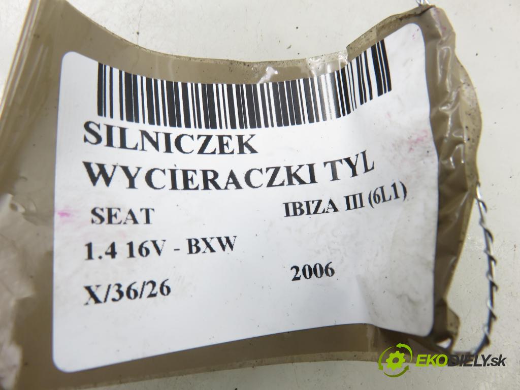 SEAT IBIZA III (6L1) HB 2006 63,00 1.4 16V - BXW 1390,00 Motorček stierače zadné 6L6955711D ; 53033912