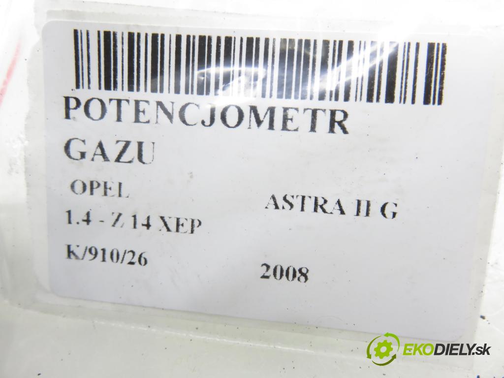 OPEL ASTRA G liftback (T98) HB 2008 66,00 1.4 - Z 14 XEP 1364,00 Potenciometer plynu 9157998BK ; 6PV00811200 (Potenciometer plynového pedálu)