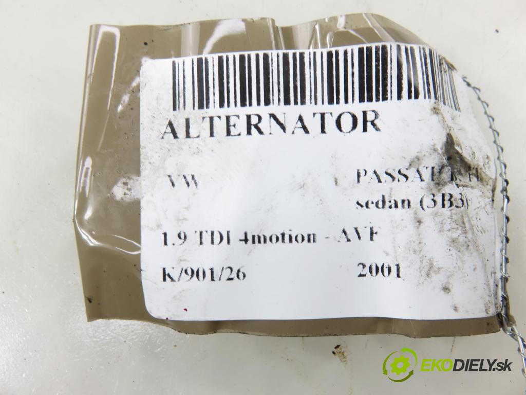 VW PASSAT B5.5 (3B3) SEDAN 2001 96,00 1.9 TDI 4motion - AVF 1896,00 Alternátor 028903031 ; 0124515083 (Alternátor)