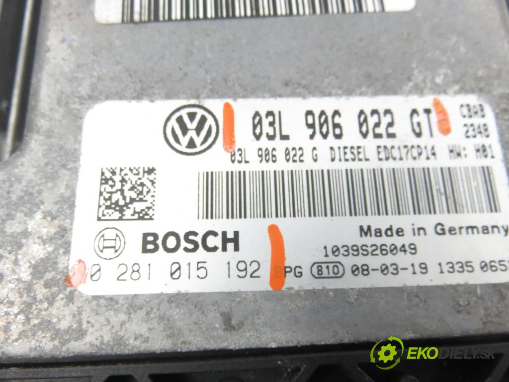 VW TIGUAN (5N_) SUV 2008 103,00 2.0 TDI 4motion - CBAB 1968,00 Riadiaca jednotka Motor 0281015192 ; 03L906022GT