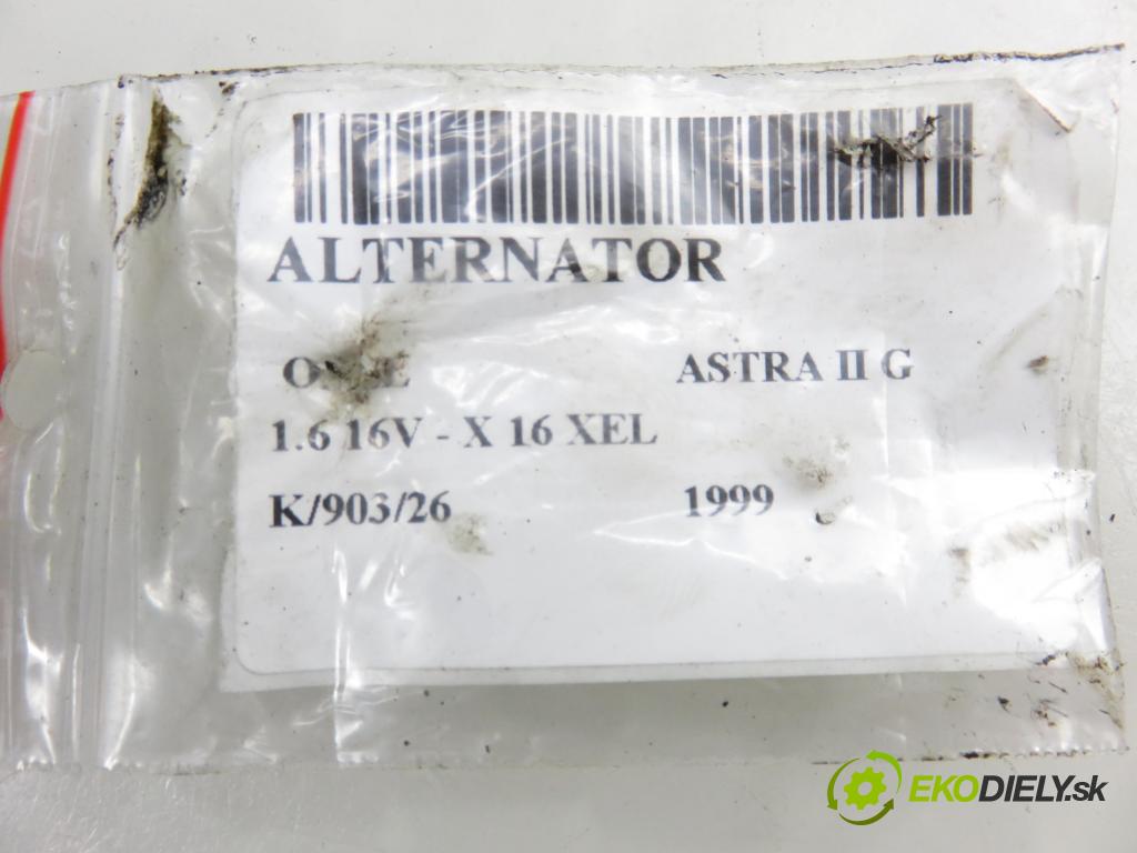 OPEL ASTRA G liftback (T98) HB 1999 74,00 1.6 16V - X 16 XEL 1598,00 Alternátor  (Alternátor)