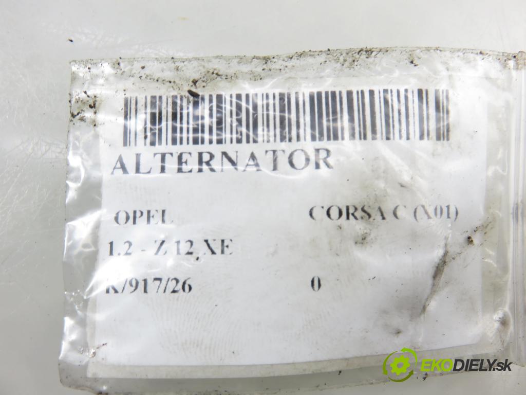 OPEL CORSA C (X01) HB 2000 55,00 1.2 16V 75 - Z 12 XE 1199,00 Alternátor 0124225041 ; 24437119 (Alternátor)