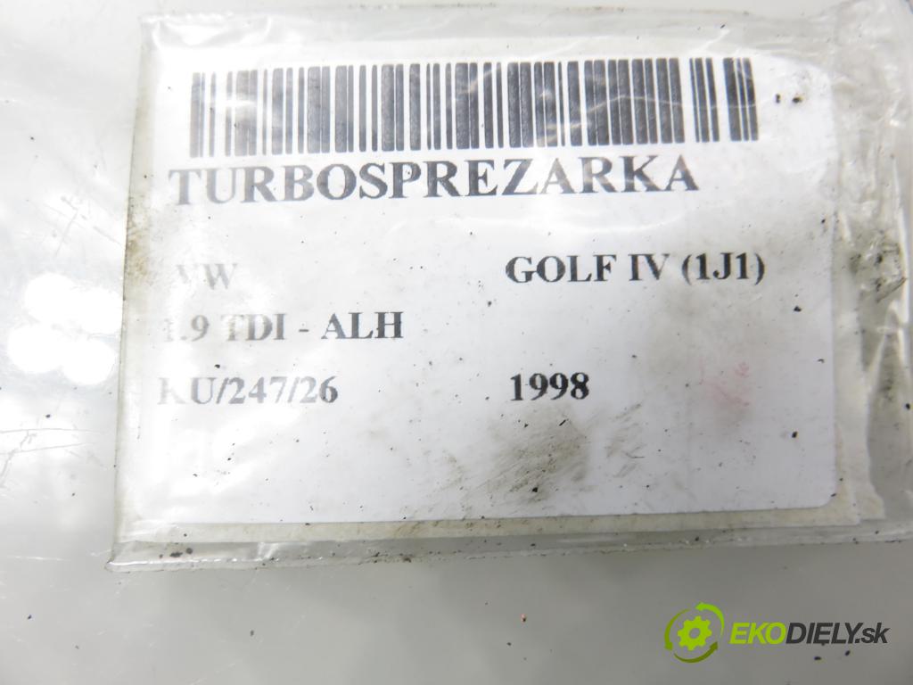 VW GOLF IV (1J1) HB 1998 66,00 1.9 TDI 90 - ALH 1896,00 RYCHLONABÍJEČKA: 038253019A (Kompletní turbodmychadlo)