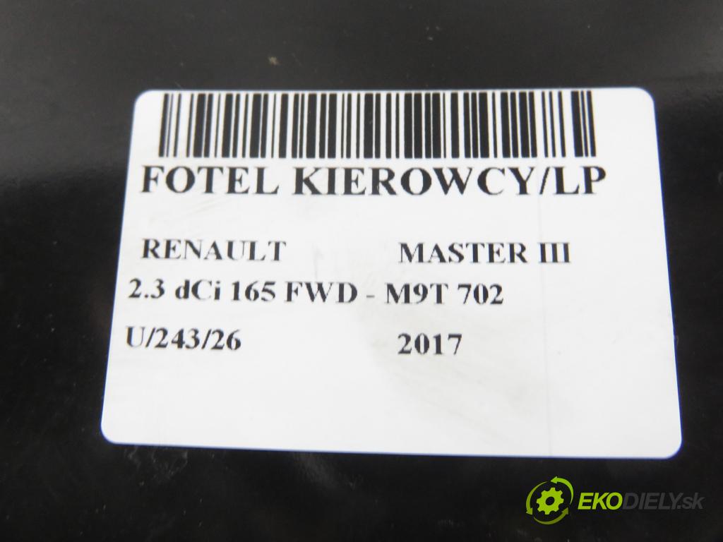 RENAULT MASTER III Platforma / podwozie (EV, HV, UV) KABINA/PLATFORMA 2017 120,00 2.3 dCi 165 FWD - M9T 702 2298,00 Sedadlo šoféri