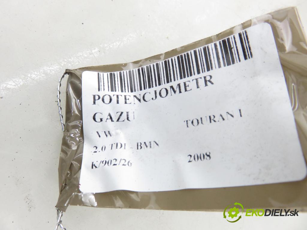 VW TOURAN (1T1, 1T2) MINIVAN 2008 125,00 2.0 TDI - BMN 1968,00 Potenciometer plynu 1T1721503H ; 6PV00868900 (Potenciometer plynového pedálu)