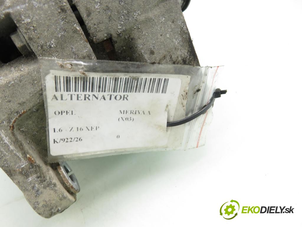 OPEL MERIVA A nadwozie wielkoprzestrzenne (MPV) (X03) HB 2003 77,00 1.6 16V 105 - Z 16 XEP 1598,00 Alternátor 0124425009 ; 13147093 (Alternátor)