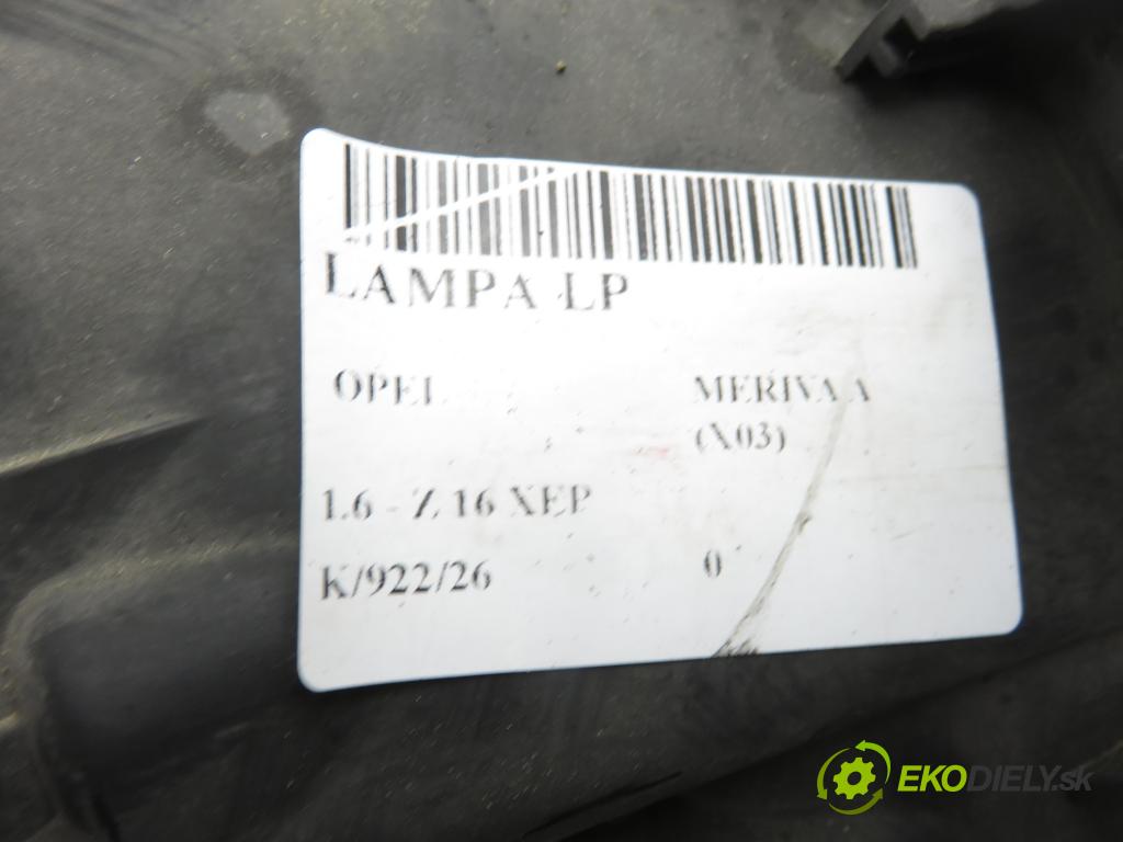 OPEL MERIVA A nadwozie wielkoprzestrzenne (MPV) (X03) HB 2003 77,00 1.6 16V 105 - Z 16 XEP 1598,00 světlo LP 93321052GL