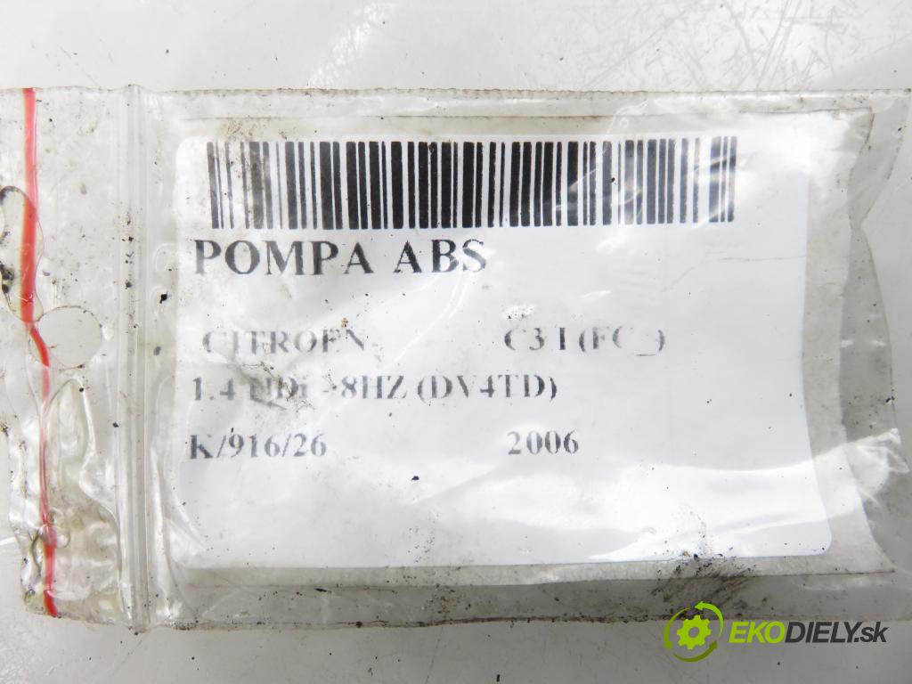 CITROEN C3 I (FC_) HB 2006 50,00 1.4 HDi - 8HZ (DV4TD) 1398,00 pumpa ABS 10097011343 ; 9662150380 ; 10020700744 (Pumpa ABS)