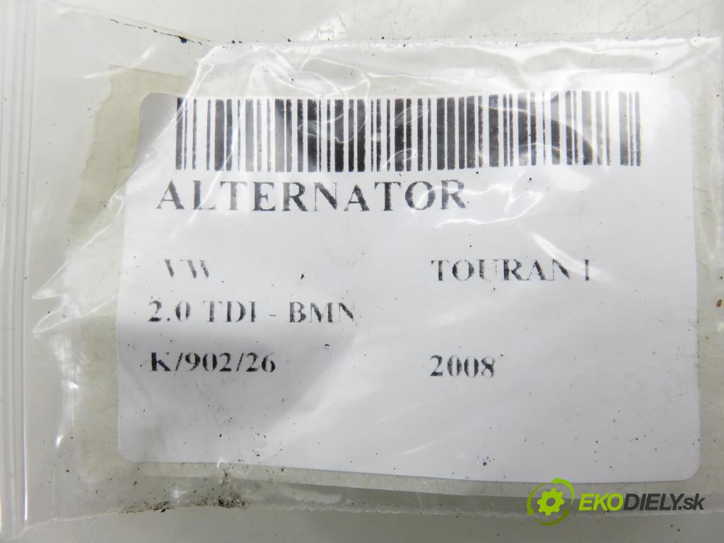 VW TOURAN (1T1, 1T2) MINIVAN 2008 125,00 2.0 TDI - BMN 1968,00 Alternátor 06F903023C (Alternátor)