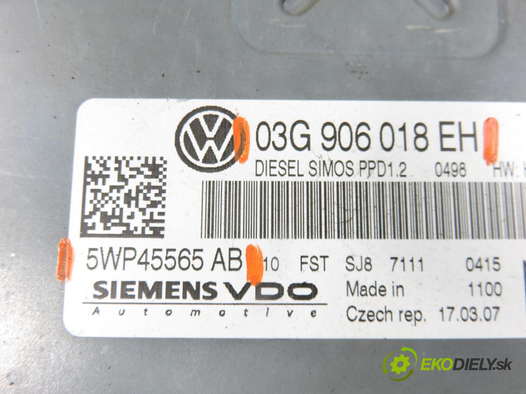VW TOURAN (1T1, 1T2) MINIVAN 2008 125,00 2.0 TDI - BMN 1968,00 Riadiaca jednotka Motor 5WP45565AB ; 03G906018EH