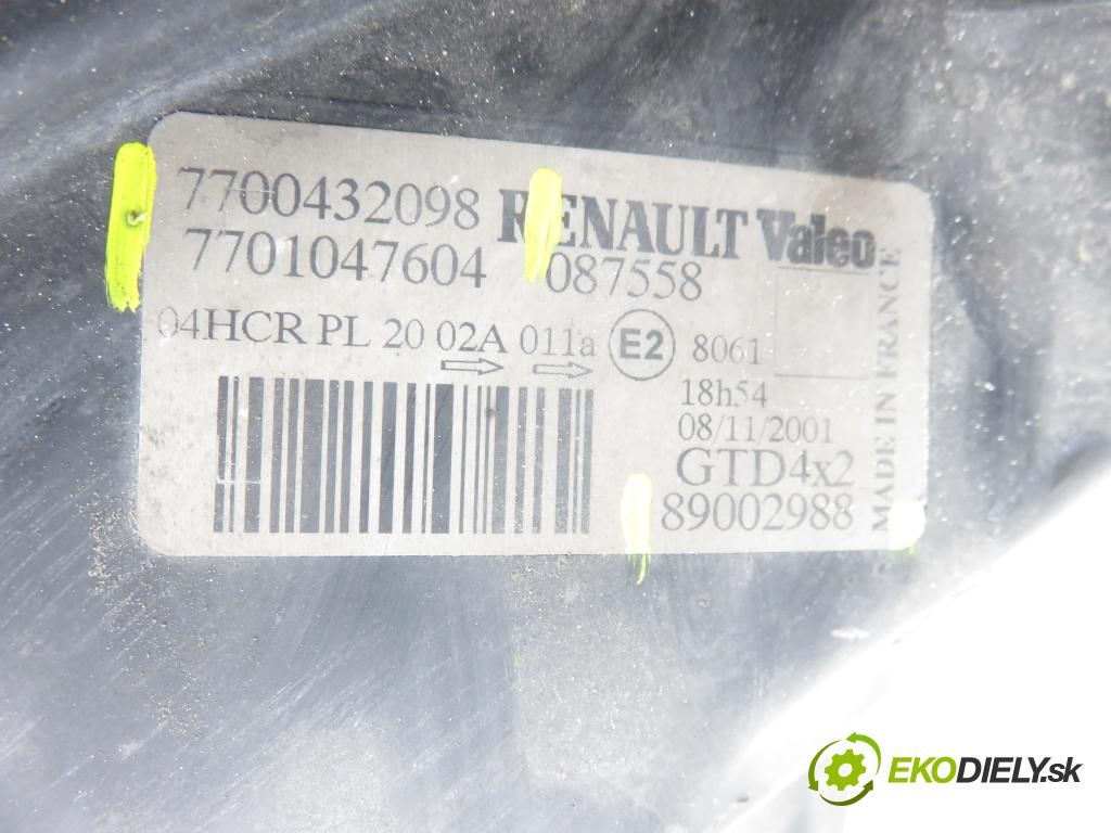 RENAULT SCENIC I (JA0/1_) MINIVAN 2001 75,00 1.9 dCi 102 - F9Q 732 1870,00 Svetlo LP 7700432098 ; 7701047604 ; 89002988