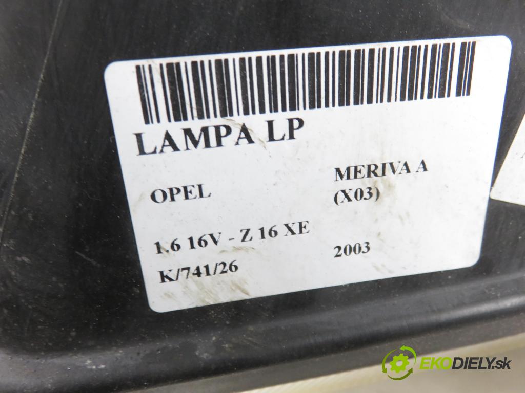 OPEL MERIVA A nadwozie wielkoprzestrzenne (MPV) (X03) HB 2003 74,00 1.6 16V - Z 16 XE 1598,00 Svetlo LP