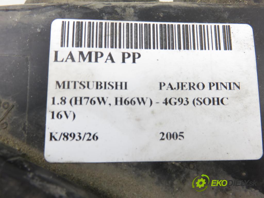 MITSUBISHI PAJERO PININ (H6_W, H7_W) TERENOWY 2005 84,00 1.8 (H76W, H66W) - 4G93 (SOHC 16V) 1834,00 Svetlo PP