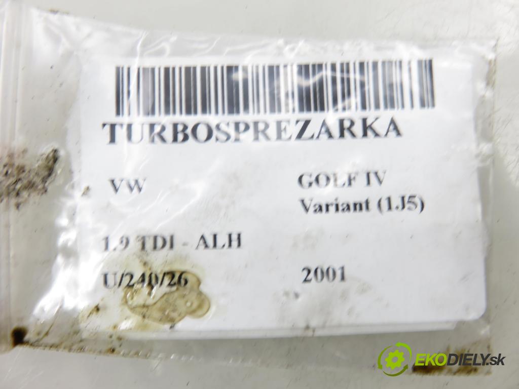 VW GOLF IV Variant (1J5) KOMBI 2001 66,00 1.9 TDI - ALH 1896,00 RYCHLONABÍJEČKA: 038253019C (Kompletní turbodmychadlo)