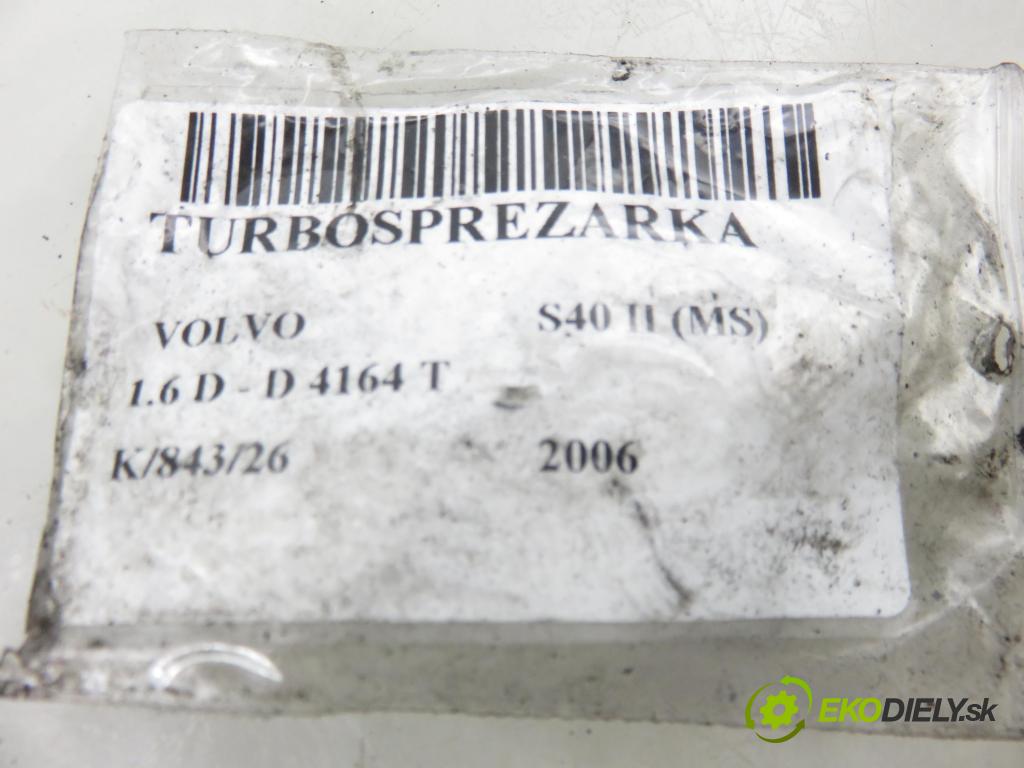 VOLVO S40 II (MS) SEDAN 2006 81,00 1.6 D - D 4164 T 1560,00 Turbodúchadlo 9660641380 (Turbodúchadlo (kompletné))