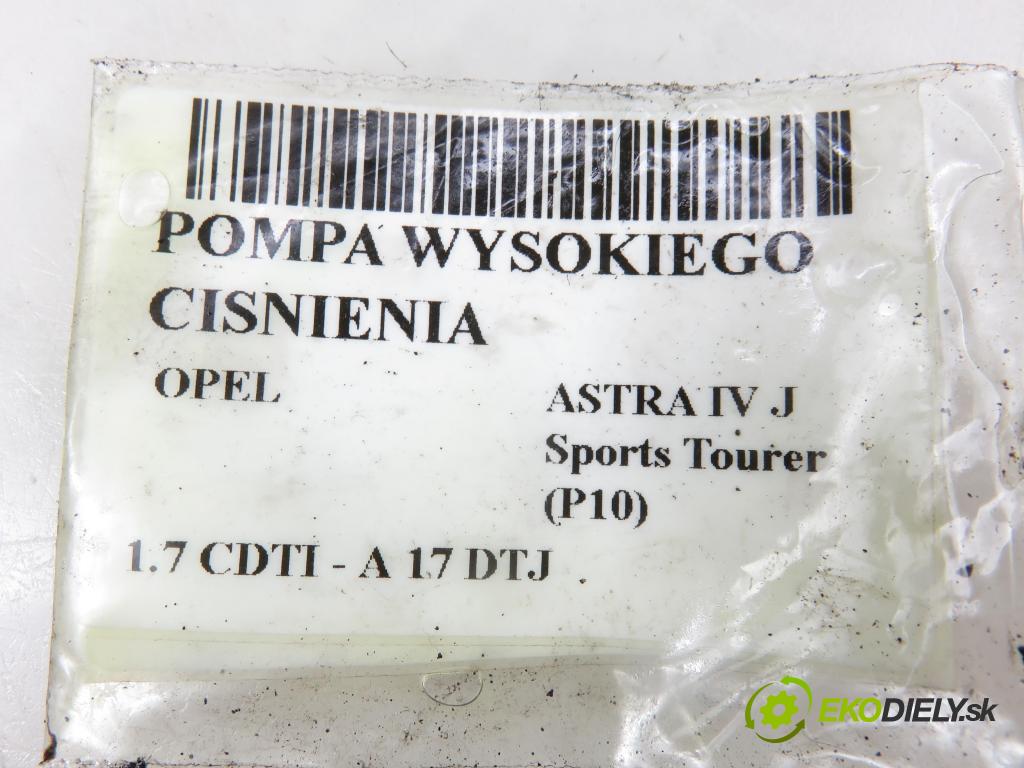 OPEL ASTRA J Sports Tourer (P10) KOMBI 2011 81,00 1.7 CDTI - A 17 DTJ 1686,00 Pumpa vysokého tlaku 8980924670 ; HU2940001010
