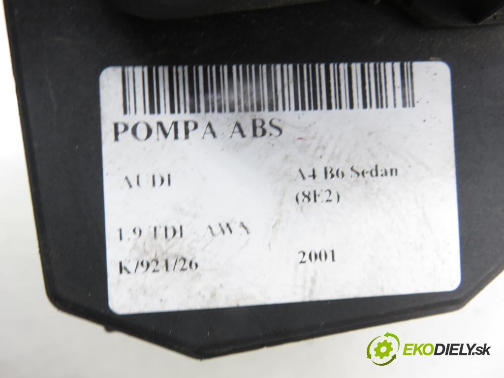 AUDI A4 (8E2, B6) SEDAN 2001 96,00 1.9 TDI - AWX 1896,00 Pumpa ABS 0265950011 ; 8E0614517 ; 0265225048 (Pumpa ABS)