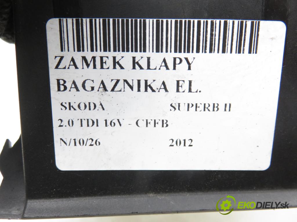 SKODA SUPERB II kombi (3T5) KOMBI 2012 103,00 2.0 TDI 16V - CFFB 1968,00 zámok dverí kufor EL. 3T9827520