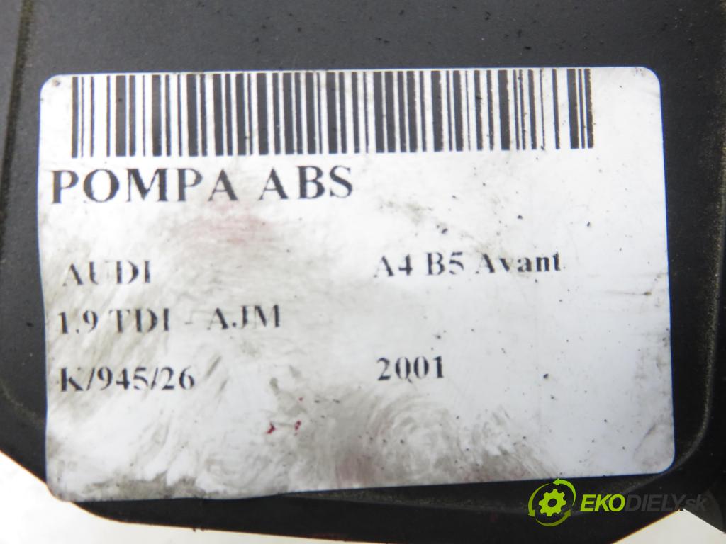 AUDI A4 Avant (8D5, B5) KOMBI 2001 85,00 1.9 TDI - AJM 1896,00 Pumpa ABS 0265202401 ; 8E0614111T (Pumpa ABS)