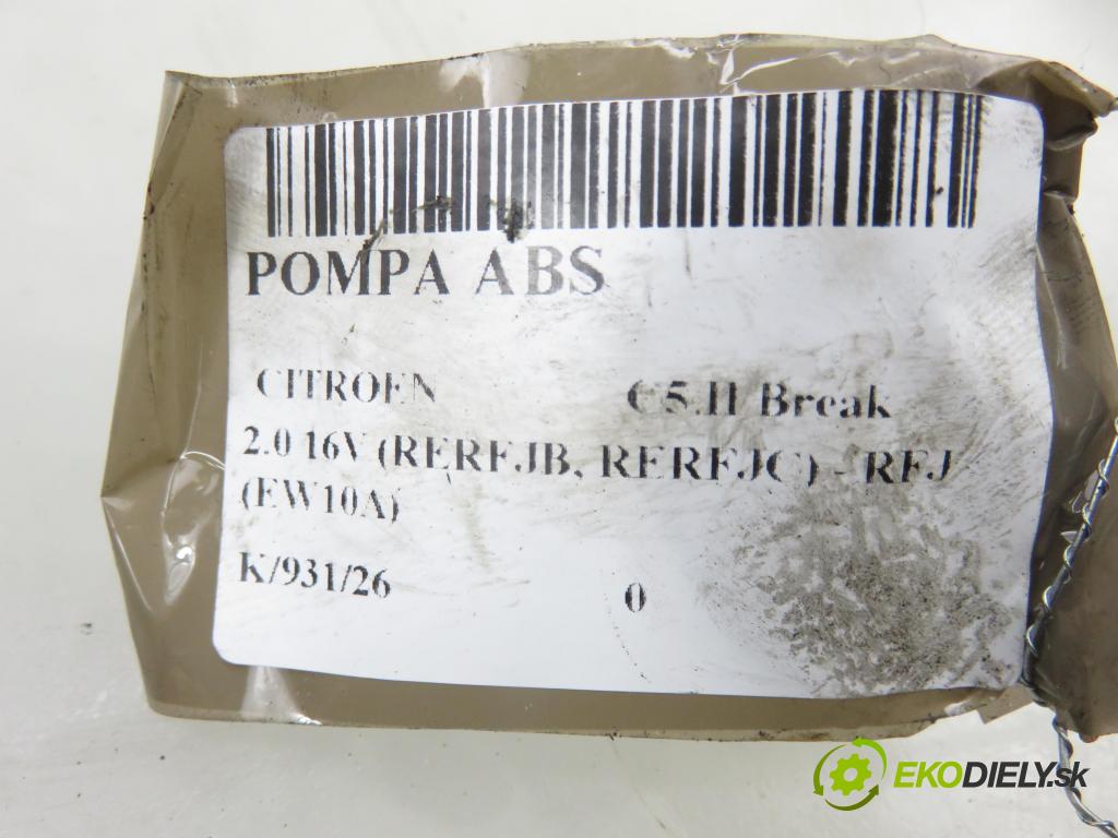 CITROEN C5 II Break (RE_) KOMBI 2005 103,00 2.0 16V (RERFJB, RERFJC) - RFJ (EW10A) 1997,00 Pumpa ABS 10096011463 ; 10020601884 ; 9656419780 (Pumpa ABS)