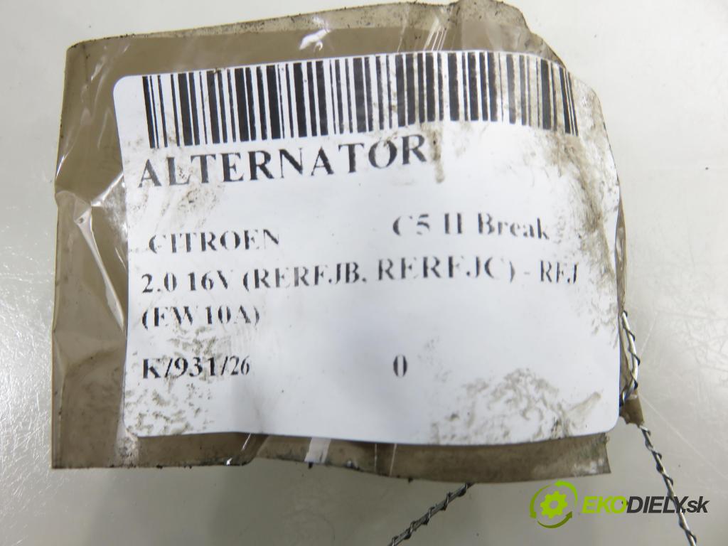 CITROEN C5 II Break (RE_) KOMBI 2005 103,00 2.0 16V (RERFJB, RERFJC) - 140 RFJ (EW10A) 1997,00 Alternátor 9649846880 ; A003TG1891B (Alternátor)