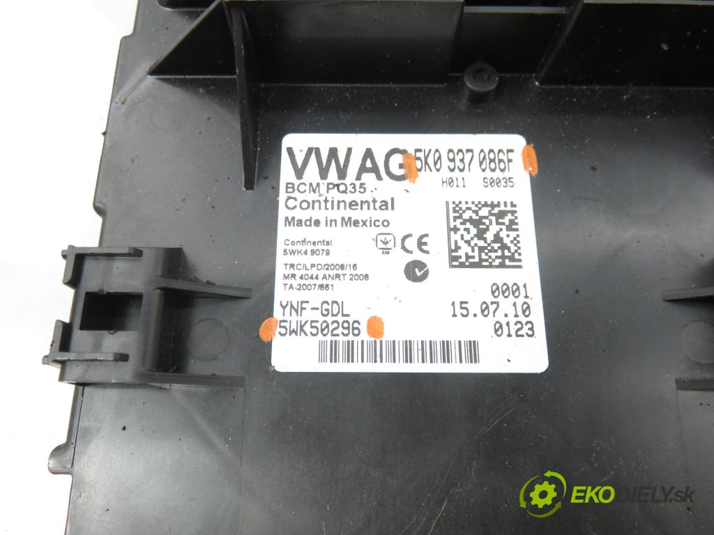VW GOLF VI Variant (AJ5) KOMBI 2010 77,00 1.6 TDI - CAYC 1598,00 MODUL BCM 5WK50296 ; 5K0937086F
