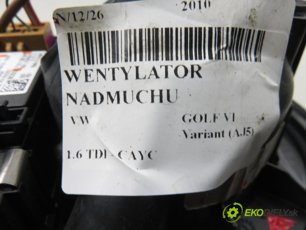 VW GOLF VI Variant (AJ5) KOMBI 2010 77,00 1.6 TDI - CAYC 1598,00 Ventilátor vetráku 1K1820015G ; 3C0907521F ; F011500081