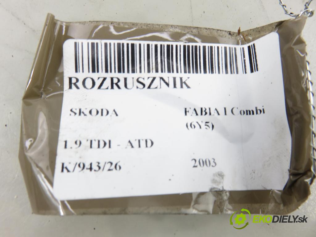 SKODA FABIA I Combi (6Y5) KOMBI 2003 74,00 1.9 TDI - ATD 1896,00 startér 02A911024 ; D7RS130 (Startér)