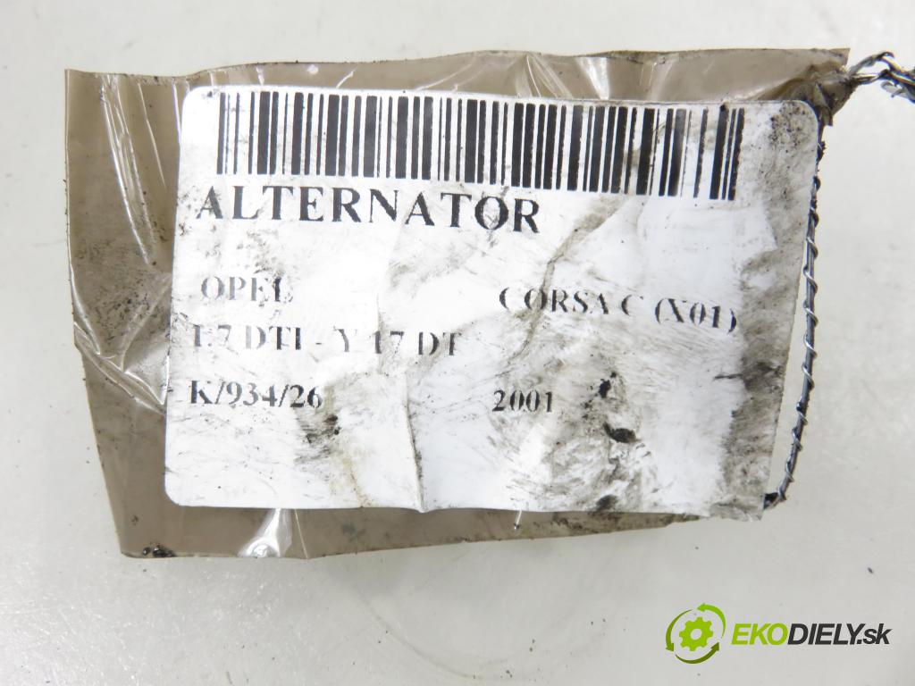 OPEL CORSA C (X01) HB 2001 55,00 1.7 DTI - Y 17 DT 1686,00 Alternátor A2003 (Alternátor)