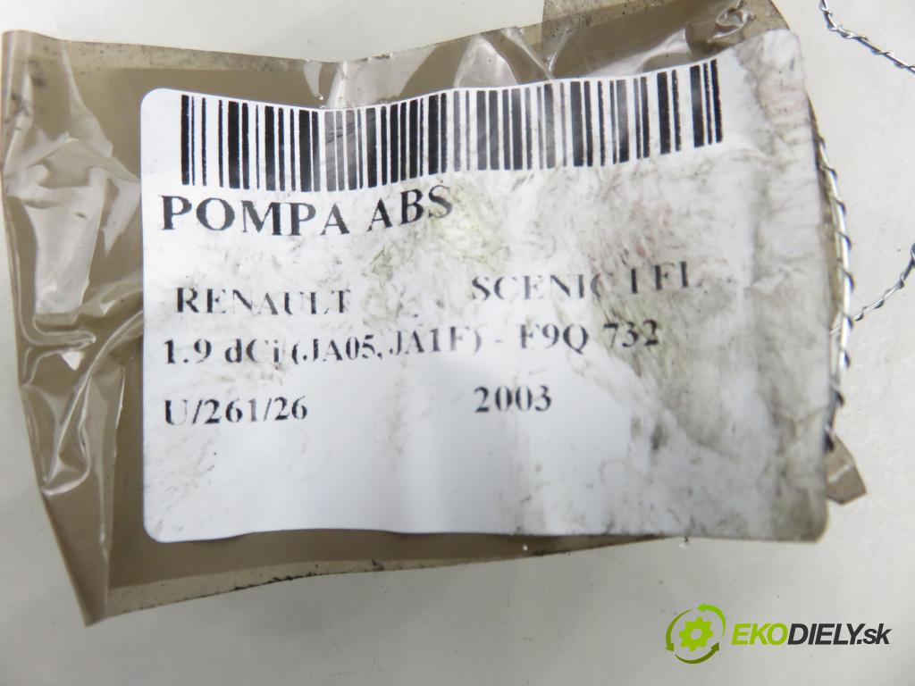 RENAULT SCENIC I (JA0/1_) MINIVAN 2003 75,00 1.9 dCi 102 - F9Q 732 1870,00 Pumpa ABS 0265950046 ; 0265225107 ; 8200090690 (Pumpa ABS)