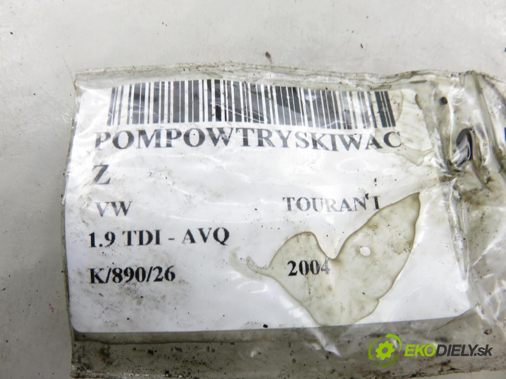 VW TOURAN (1T1, 1T2) MINIVAN 2004 74,00 1.9 TDI PD 100 - AVQ 1896,00 Vstrekovač 038130073AG ; 0414720215 (Vstrekovač paliva)