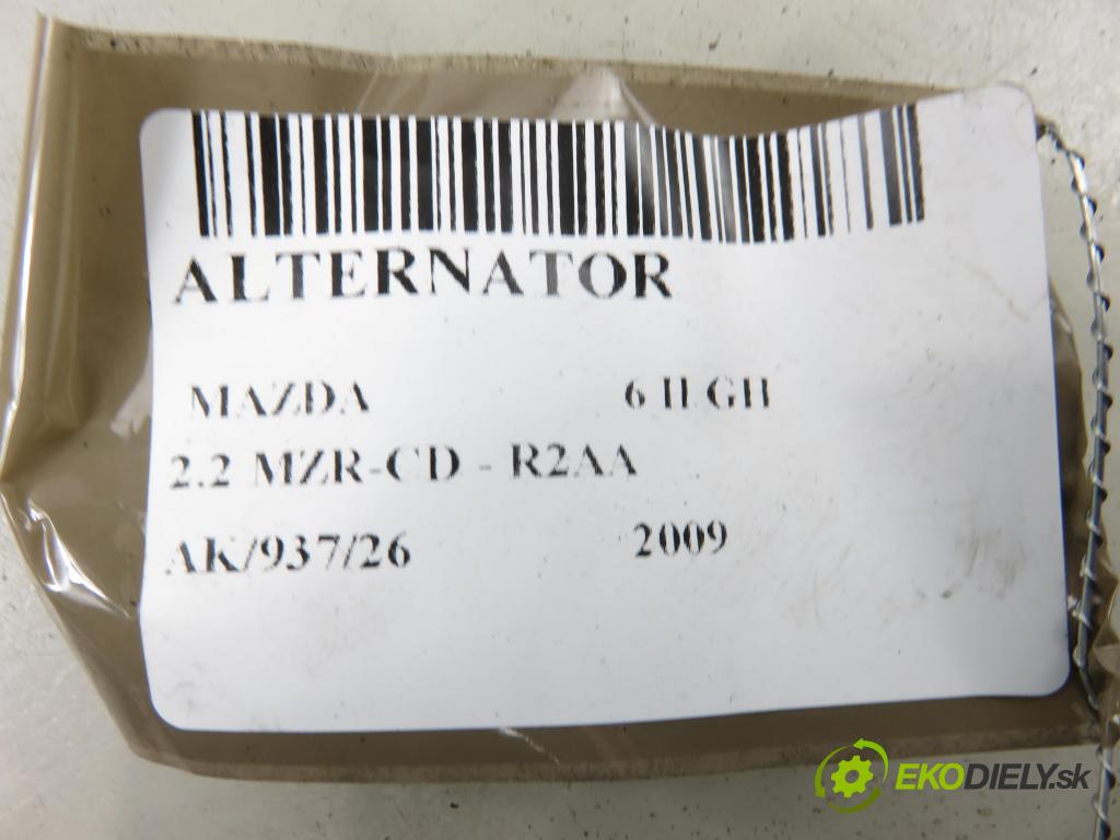 MAZDA 6 Hatchback (GH) LIFTBACK 2009 136,00 2.2 MZR-CD 185 2184,00 Alternátor A2TJ0681 (Alternátor)
