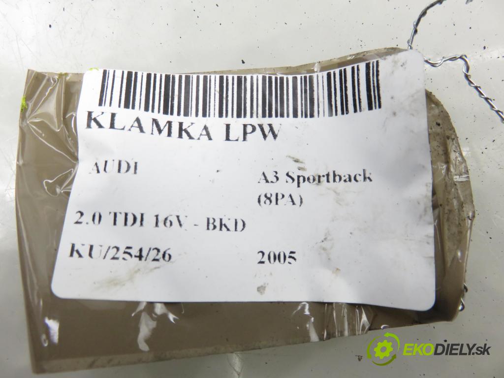 AUDI A3 Sportback (8PA) HB 2005 103,00 2.0 TDI 16V - BKD 1968,00 Kľučka LPW 8P4837019