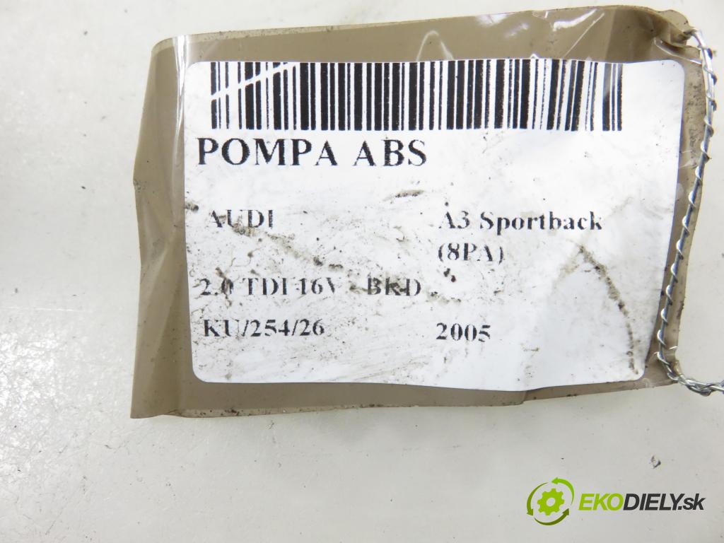 AUDI A3 Sportback (8PA) HB 2005 103,00 2.0 TDI 16V - BKD 1968,00 Pumpa ABS 1K0614517H ; 02060106 ; 1K0907379K (Pumpa ABS)