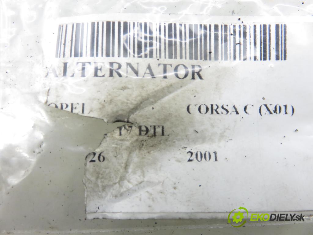 OPEL CORSA C (X01) HB 2001 48,00 1.7 DI - Y 17 DTL 1686,00 Alternátor A2003 (Alternátor)