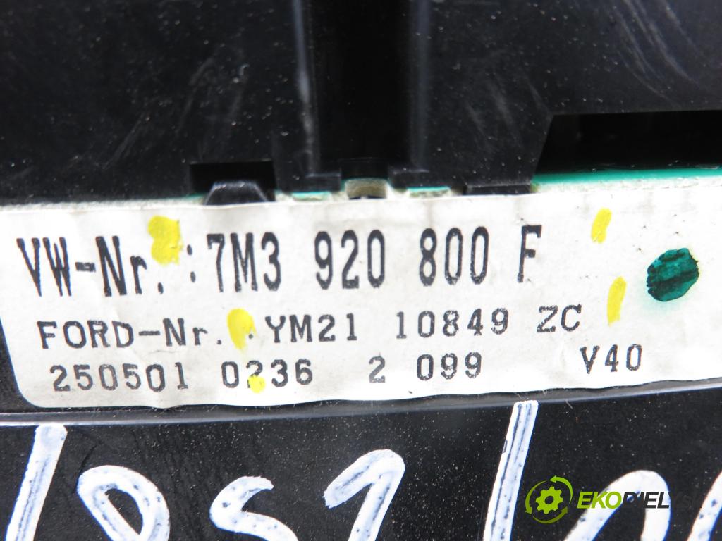 VW SHARAN (7M8, 7M9, 7M6) VAN 2001 85,00 1.9 TDI PD 115 - AUY 1896,00 Prístrojovka elektrický 7M3920800F ; YM2110849ZC