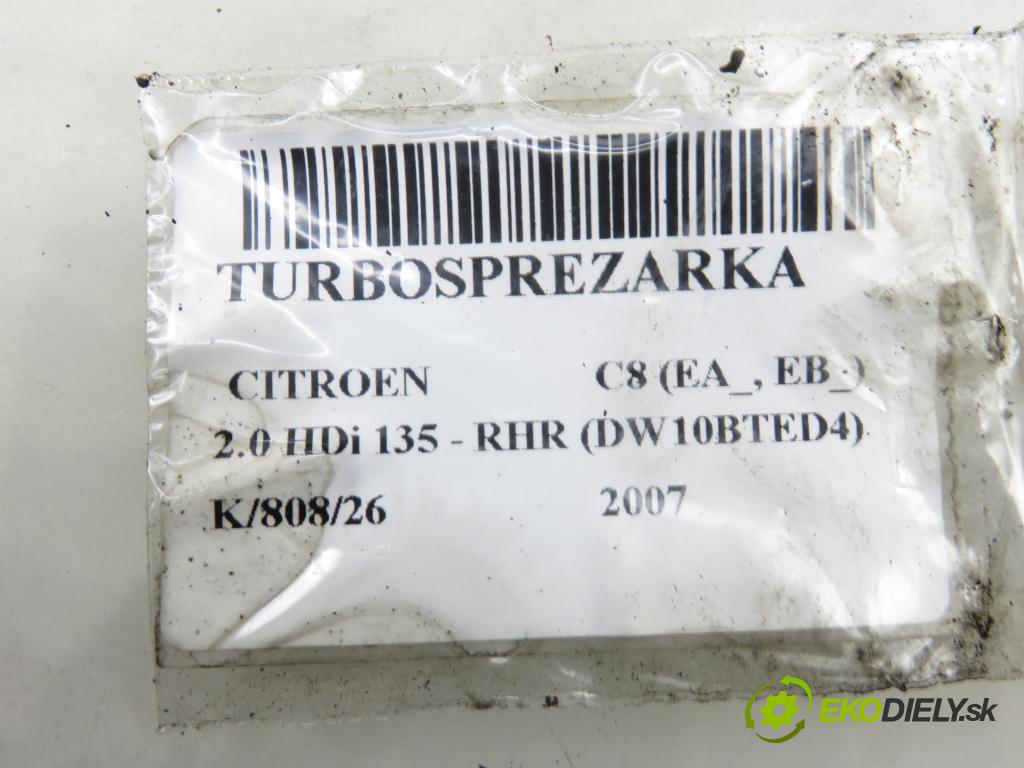 CITROEN C8 (EA_, EB_) MINIVAN 2007 100,00 2.0 HDi 135 - RHR (DW10BTED4) 1997,00 Turbodúchadlo 9682778880 (Turbodúchadlo (kompletné))