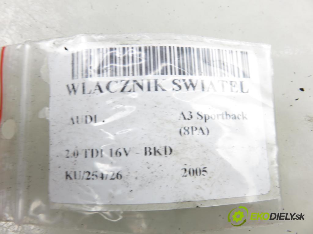 AUDI A3 Sportback (8PA) HB 2005 103,00 2.0 TDI 16V - BKD 1968,00 prepínač svetlá 8P1941531C
