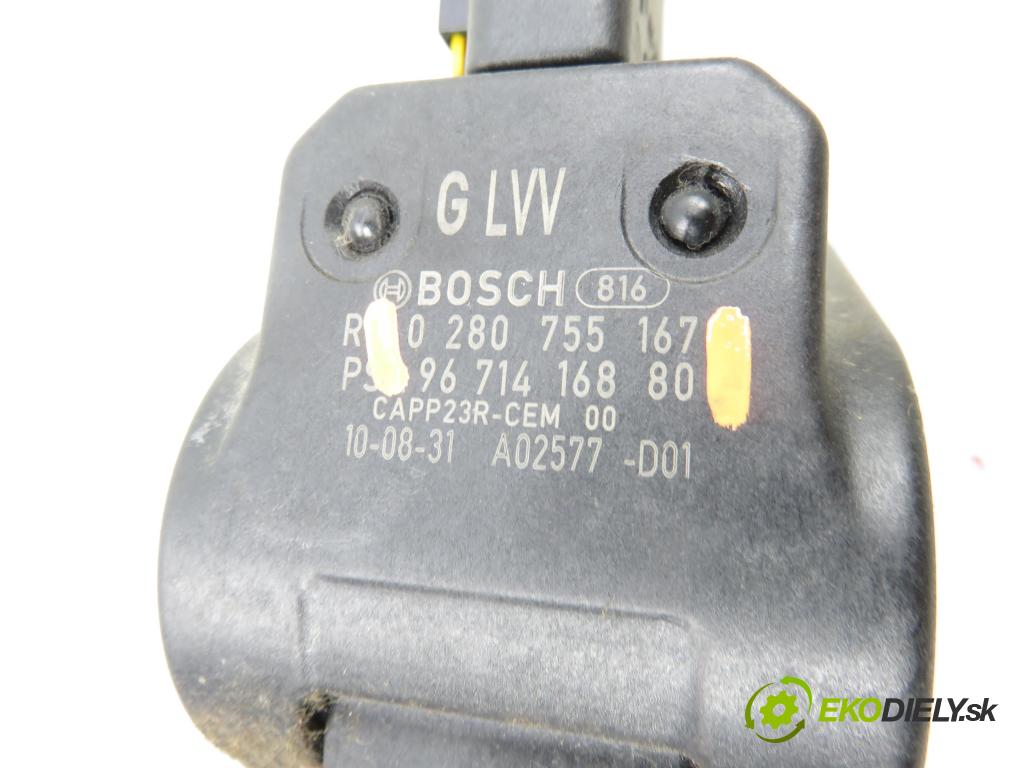 PEUGEOT 5008 (0U_, 0E_) VAN 2010 82,00 1.6 HDi - 112 9HR (DV6C) 1560,00 potenciometr plynového pedálu 0280755167 ; 9671416880 (Potenciometr plynového pedálu)