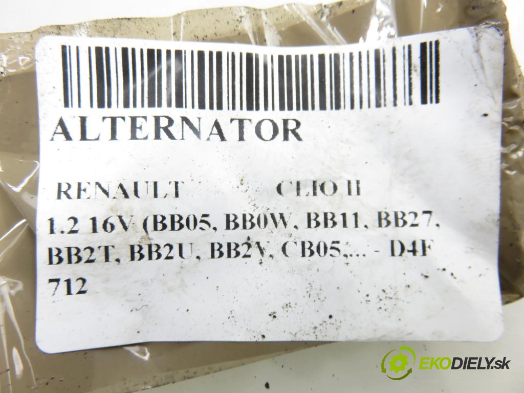 RENAULT CLIO II (BB_, CB_) HB 2001 55,00 1.2 16V 75 - D4F 712 1149,00 Alternátor 7700437090 (Alternátor)