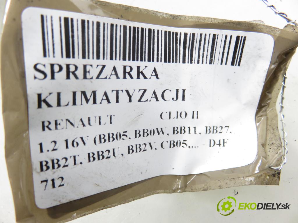RENAULT CLIO II (BB_, CB_) HB 2001 55,00 1.2 16V 75 - D4F 712 1149,00 KOMPRESOR: klimatizácie 8200037058 (Kompresor klimatizácie)
