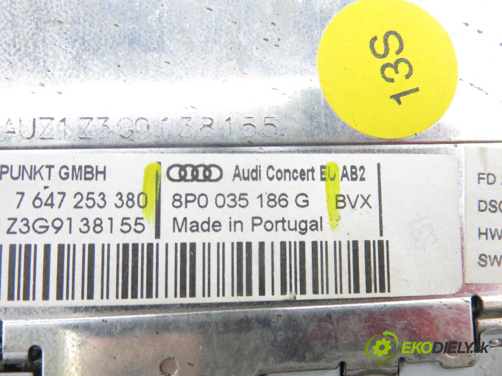AUDI A3 (8P1) HB 2003 77,00 1.9 TDI - BKC 1896,00 RADIO CD 8P0035186G
