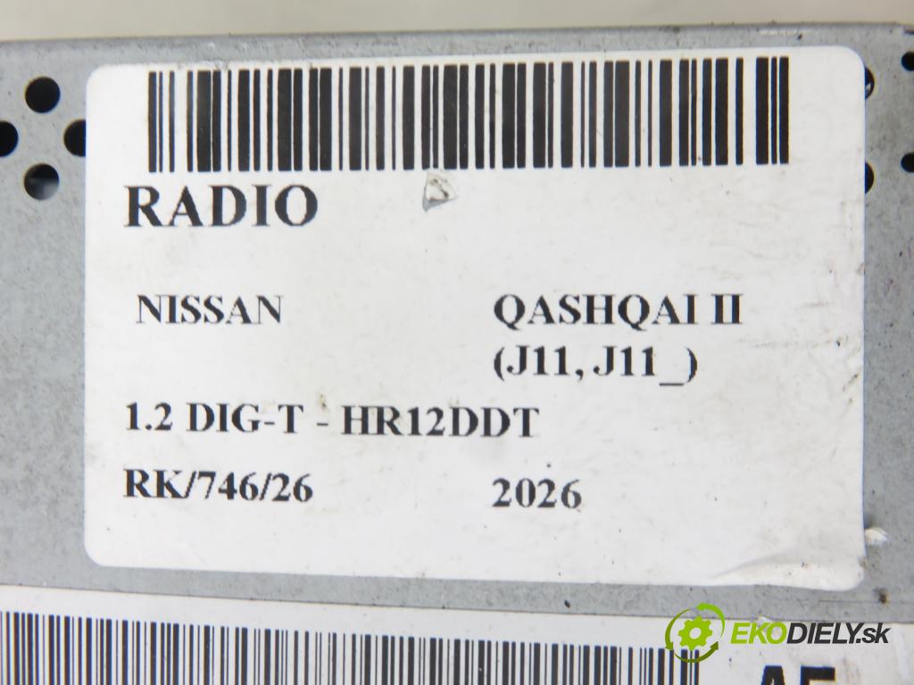 NISSAN QASHQAI II (J11, J11_) CROSSOVER 2015 85,00 1.2 DIG-T - HR12DDT 1197,00 RADIO CD 7513750220 ; 259154ET1A