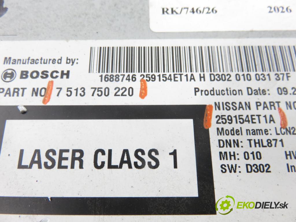 NISSAN QASHQAI II (J11, J11_) CROSSOVER 2015 85,00 1.2 DIG-T - HR12DDT 1197,00 RADIO CD 7513750220 ; 259154ET1A