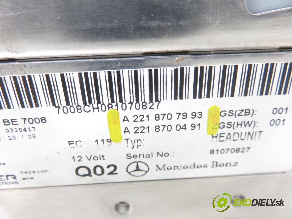 MERCEDES-BENZ KLASA S (W221) SEDAN 2008 200,00 S 350 (221.056, 221.156) - M 272.965 3498,00 Menič CD 2218707993 ; 2218700491