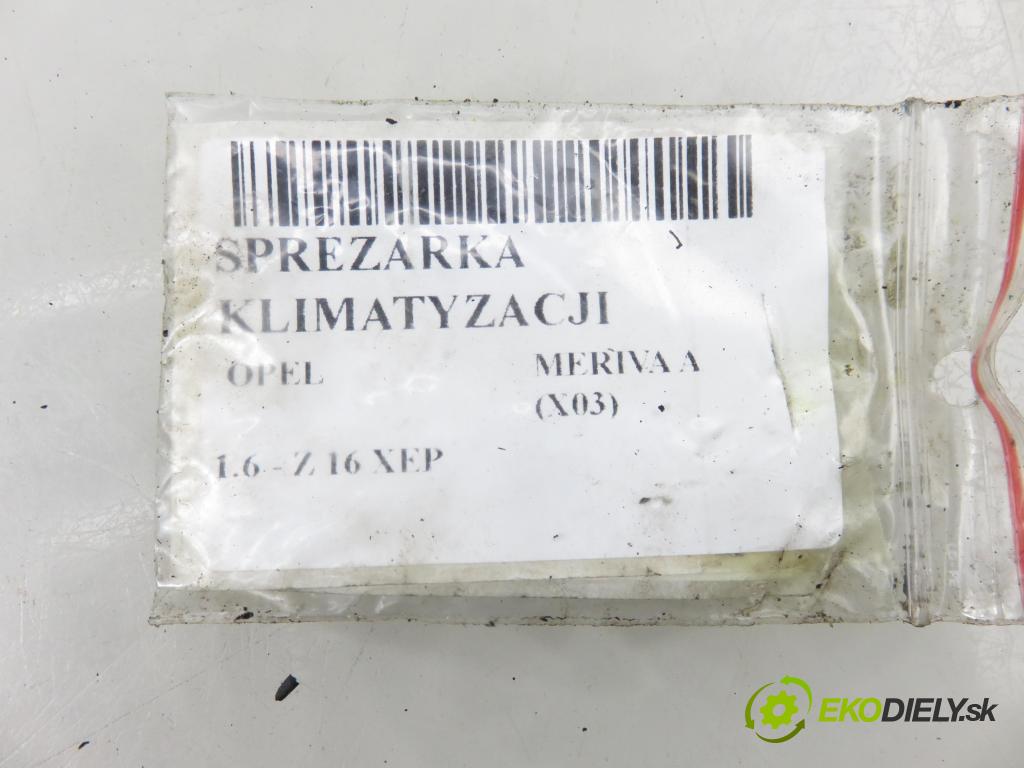 OPEL MERIVA A nadwozie wielkoprzestrzenne (MPV) (X03) HB 2003 77,00 1.6 16V 105 - Z 16 XEP 1598,00 KOMPRESOR: klimatizace  (Kompresor klimatizace)