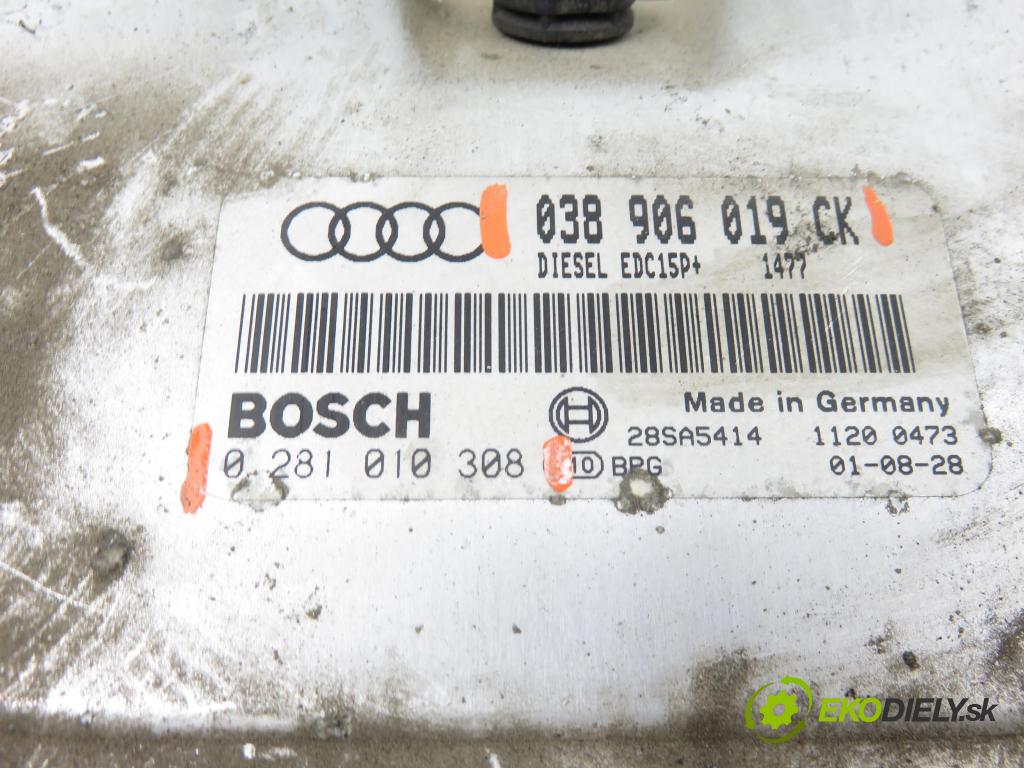 AUDI A3 (8L1) HB 2001 96,00 1.9 TDI PD 130 - ASZ 1896,00 řídící jednotka motora 0281010308 ; 038906019CK